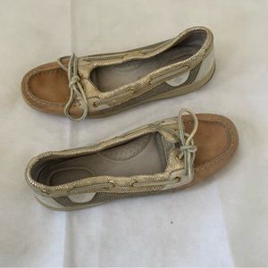 Sperry | Leather Tan and Gold Top-Sider Boat Shoes Size 9.5